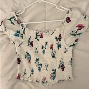 White floral crop top